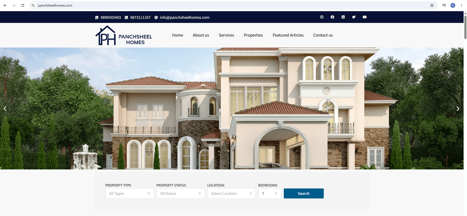 Panchsheel Homes Real Estate Website