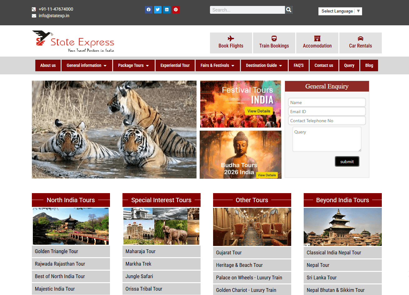 State Express India Travel Website